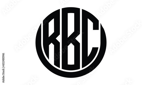 RBC shield in circle logo design vector template. lettermrk, wordmark, monogram symbol on white background.	