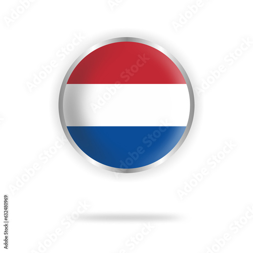 Netherlands flag circle design with transparent background silver frame