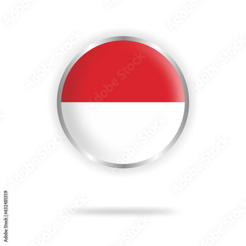 Indonesia flag circle design with transparent background silver frame