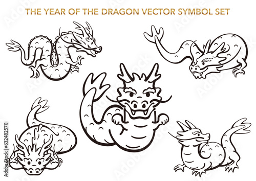 The Year Of The Dragon Vector  Zodiac Symbol Illustration Set Isolated On A White Background.