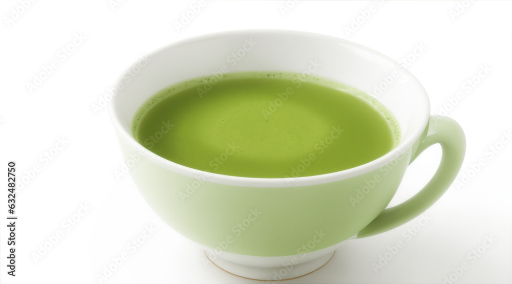 Cup of hot matcha on white background by Generative AI Cup of hot matcha on white background by Generative AI