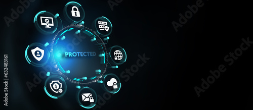 Cyber security data protection business technology privacy concept. Protected. 3d illustration