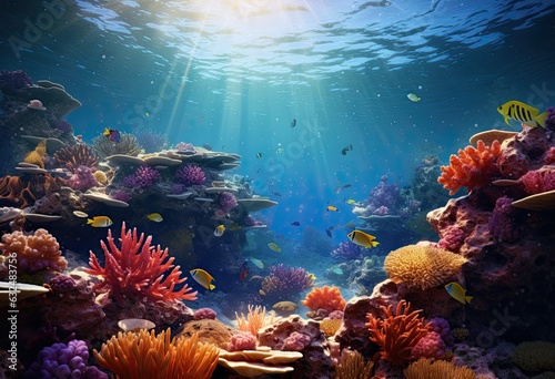 art work wallpaper ocean reef, in the style photo-realistic still life, colorful cartoon, photorealistic landscapes, backlight, high detailed © EnelEva