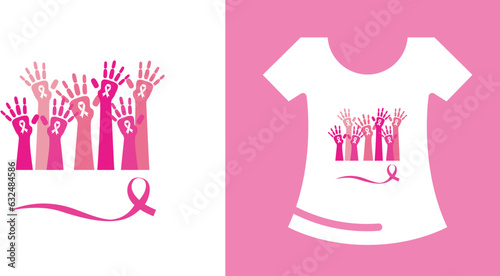 Pink Illustration Woman Messy Bun Breast Cancer Warrior Quote T-shirt