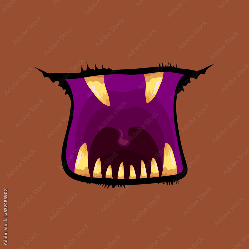 Vector cartoon funny zombie monster open mouth with rotten teeth ...