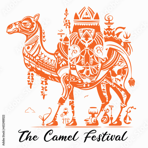 the camel festival. Festival of India illustration flat