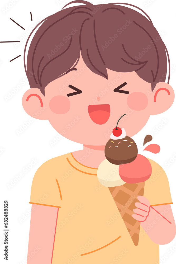Boy eating ice cream on a summer day. Boy eating ice cream on a summer day.