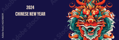 Chinese New Year 2024, the year of the Dragon(Chinese translation: Happy Chinese New Year 2024, year of the Dragon)
