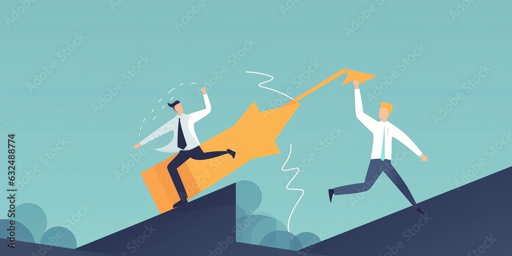 Obraz premium Reaching the goal. Winner. First in the finish. Business illustration, Generative AI