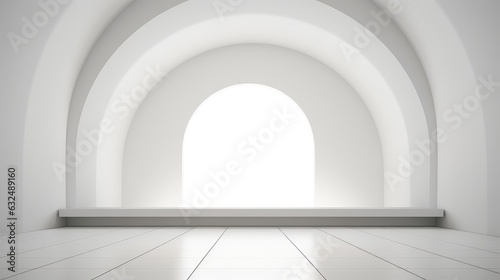 Clean white walls, door entry to the room, modern luxury interior design concept, Generative AI.