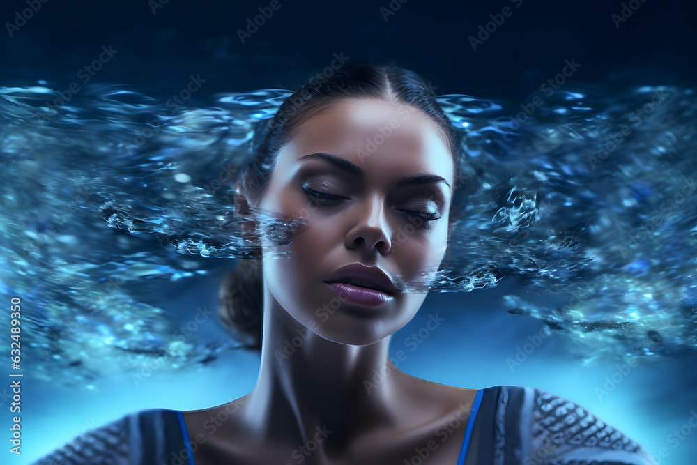 Graceful Serenity: Attractive Woman Immersed in an Ice Bath Graceful Serenity: Attractive Woman Immersed in an Ice Bath