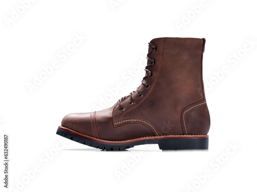 Brown boot isolated on a white background. Clipping path