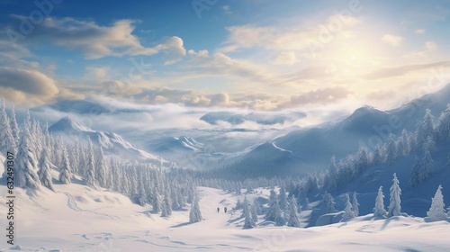 a snowy mountain range © KWY