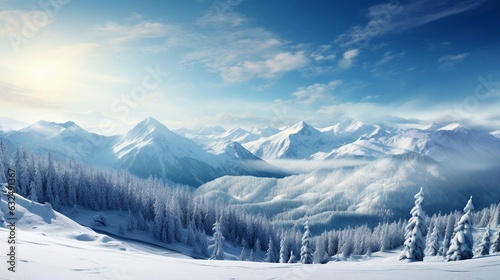 a snowy mountain range © KWY