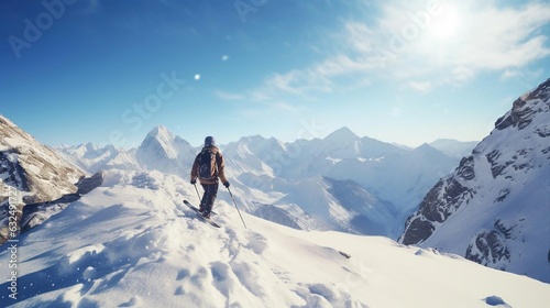 a person skiing on a snowy mountain