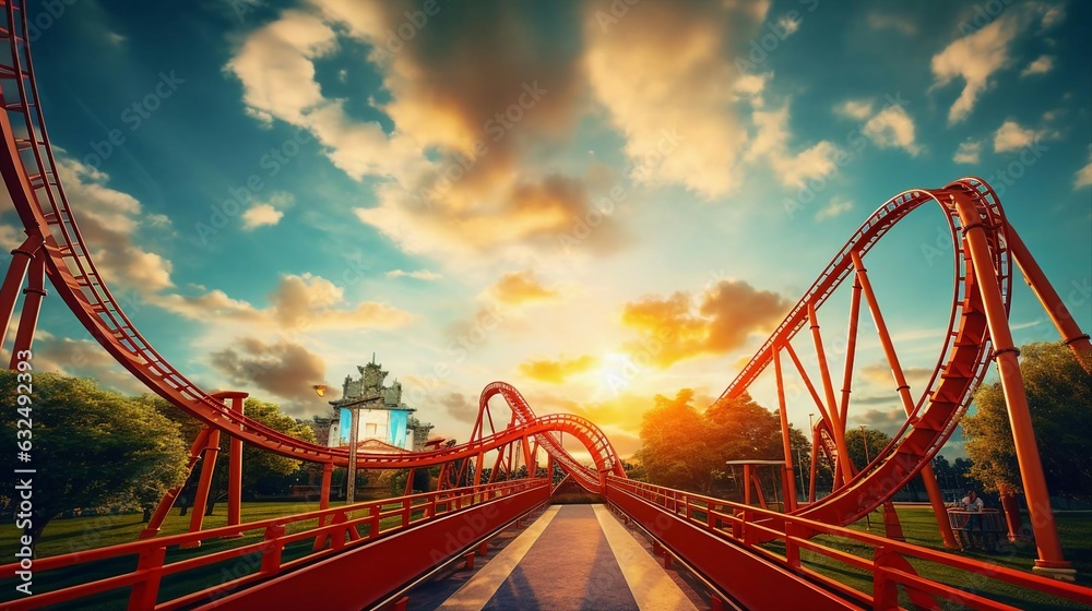 Obraz premium a bridge with red rails