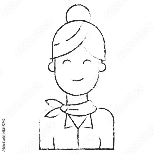 Vector hand drawn air hostess illustration icon