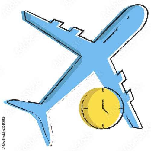 Vector hand drawn Flight Timings illustration icon