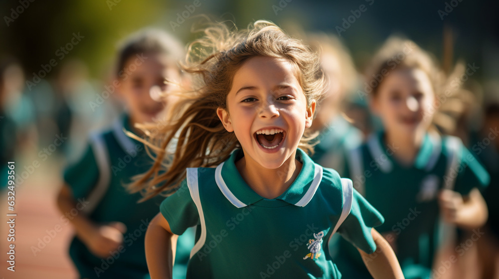 School sports events bring joy and fun. Children compete in relays, jumps, and races, showcasing their endurance and sportsmanship 