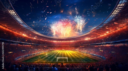 a stadium with fireworks in the sky © KWY