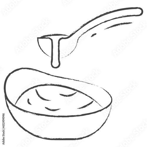 Vector hand drawn porridge with milk illustration icon