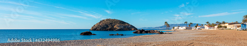 Panorama of beautiful idyllic Andalusia beach in Spain