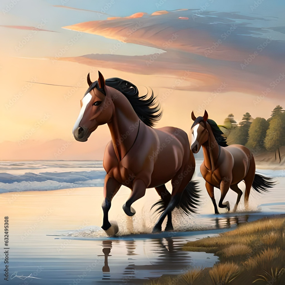 horse on the beach generated Ai horse on the beach generated Ai