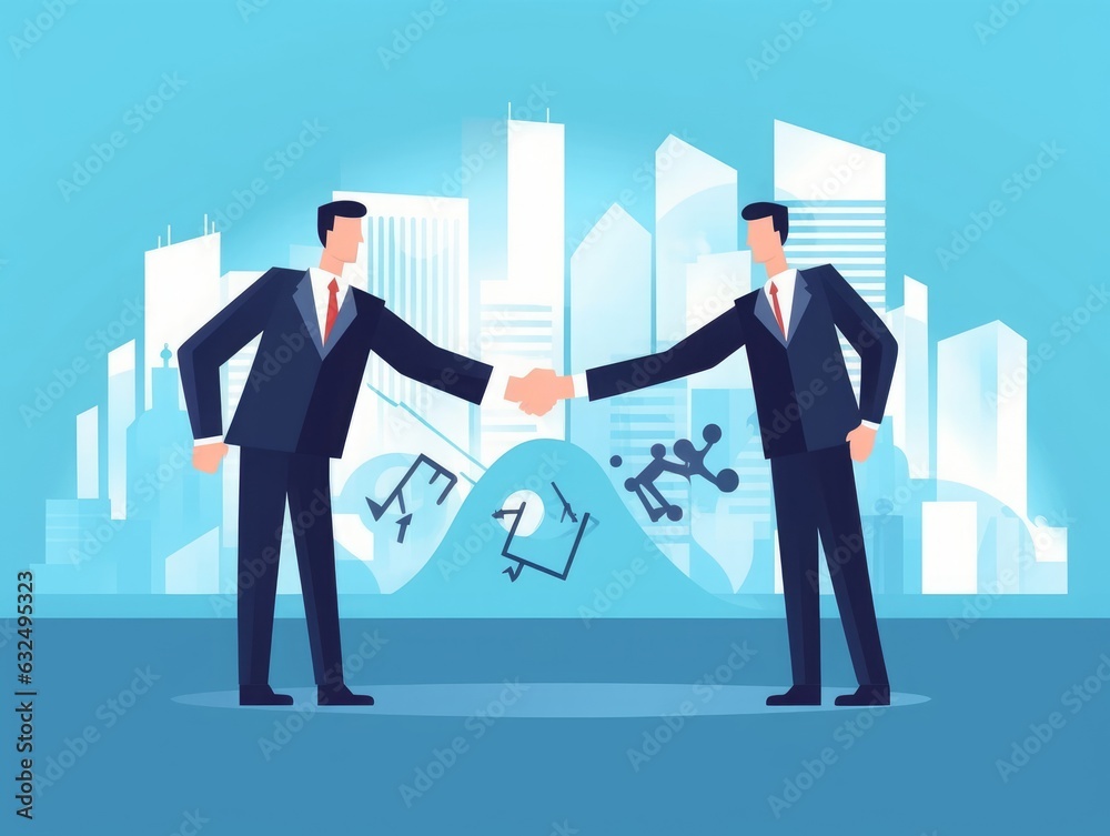 Business deal. Businessmen shaking hands. Concept business  illustration, Generative AI