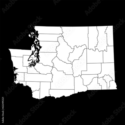 Washington state map with counties. Vector illustration.