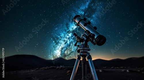a telescope with a starry sky above