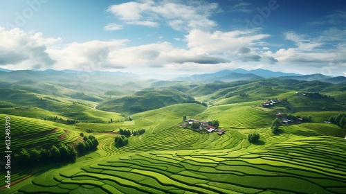 a green valley with hills and trees © KWY