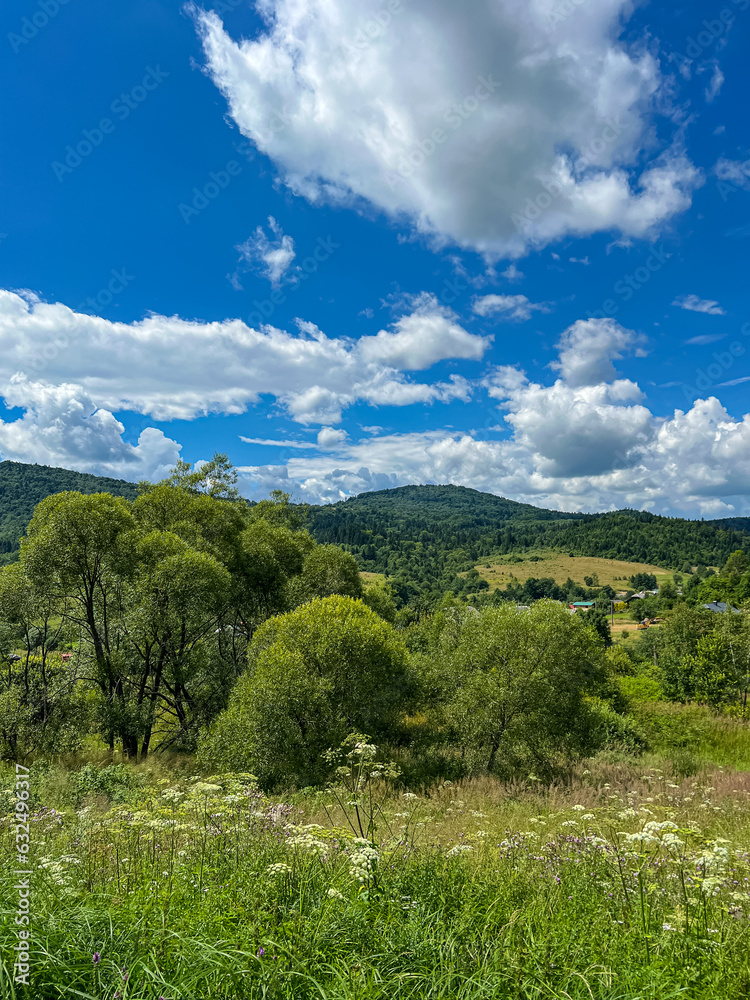 Awesome Carpathian mountains landscape background with forest and clouds on the summer season Awesome Carpathian mountains landscape background with forest and clouds on the summer season
