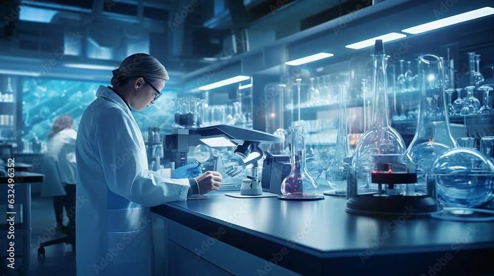 a man in a lab coat looking at a microscope a man in a lab coat looking at a microscope