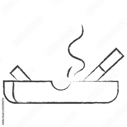 Vector hand drawn cigarette Ashtray illustration icon