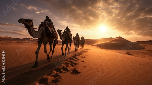 a group of camels in the desert