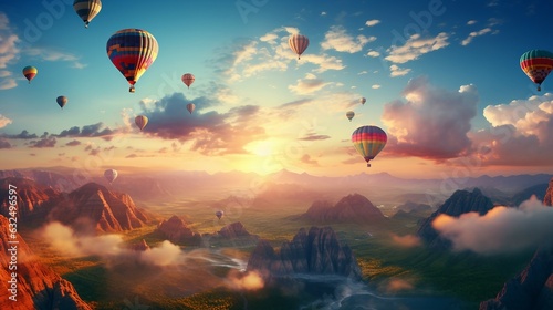 a group of hot air balloons in the sky