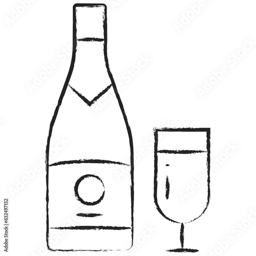 Vector hand drawn Champagne bottle illustration icon