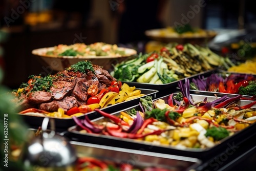 Catering buffet with a variety of delicious food indoors at a restaurant  Generative Ai