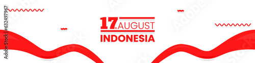 Abstract horizontal banner 17th august independence day of indonesia design with indonesian flag