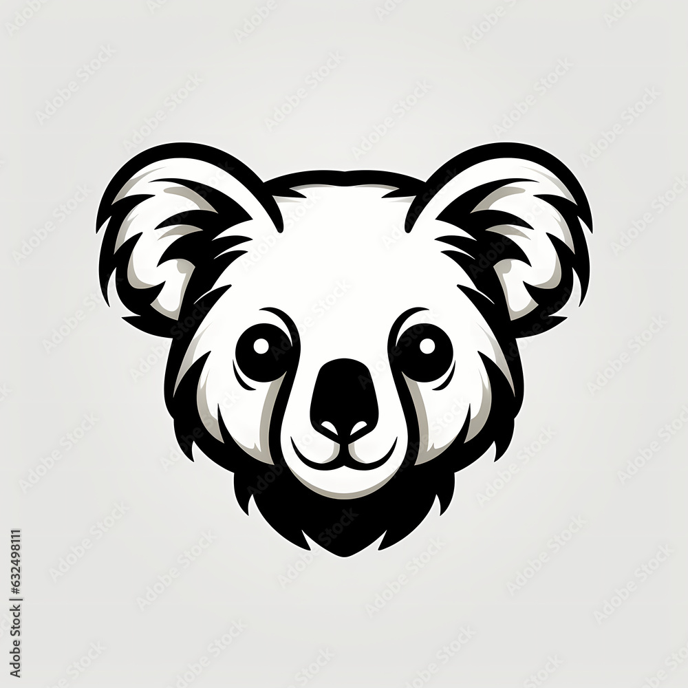 Koala Head Tattoo Design Illustration