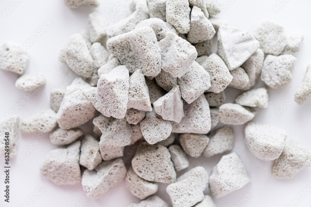 Crushed foam glass on the white Crushed foam glass on the white