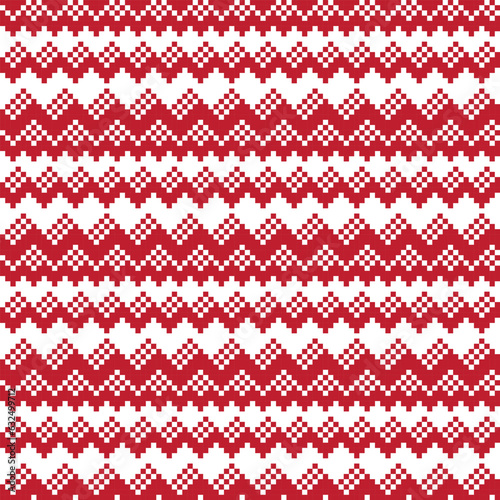 Red Chevron Fair Isle Seamless Pattern Design