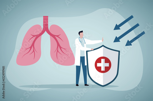 Healthcare vector concept.Human lungs protection, Colonoscopy