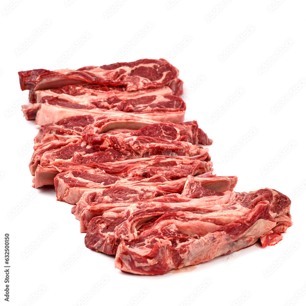 Lamb loin on the bone 8 ribs on a white background Lamb loin on the bone 8 ribs on a white background