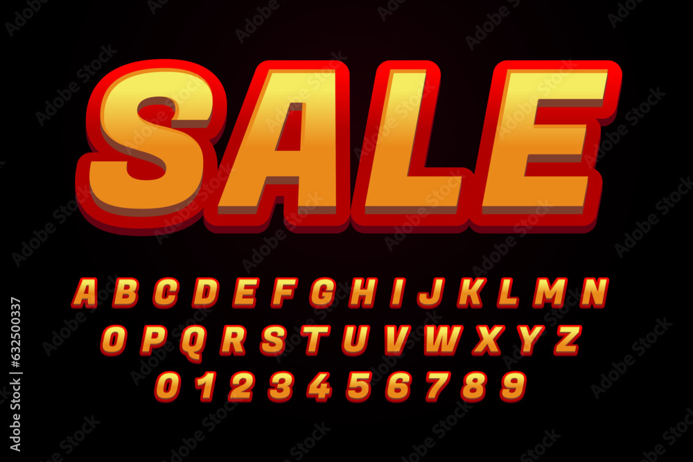 modern styled 3D trendy font and alphabet for poster, sticker