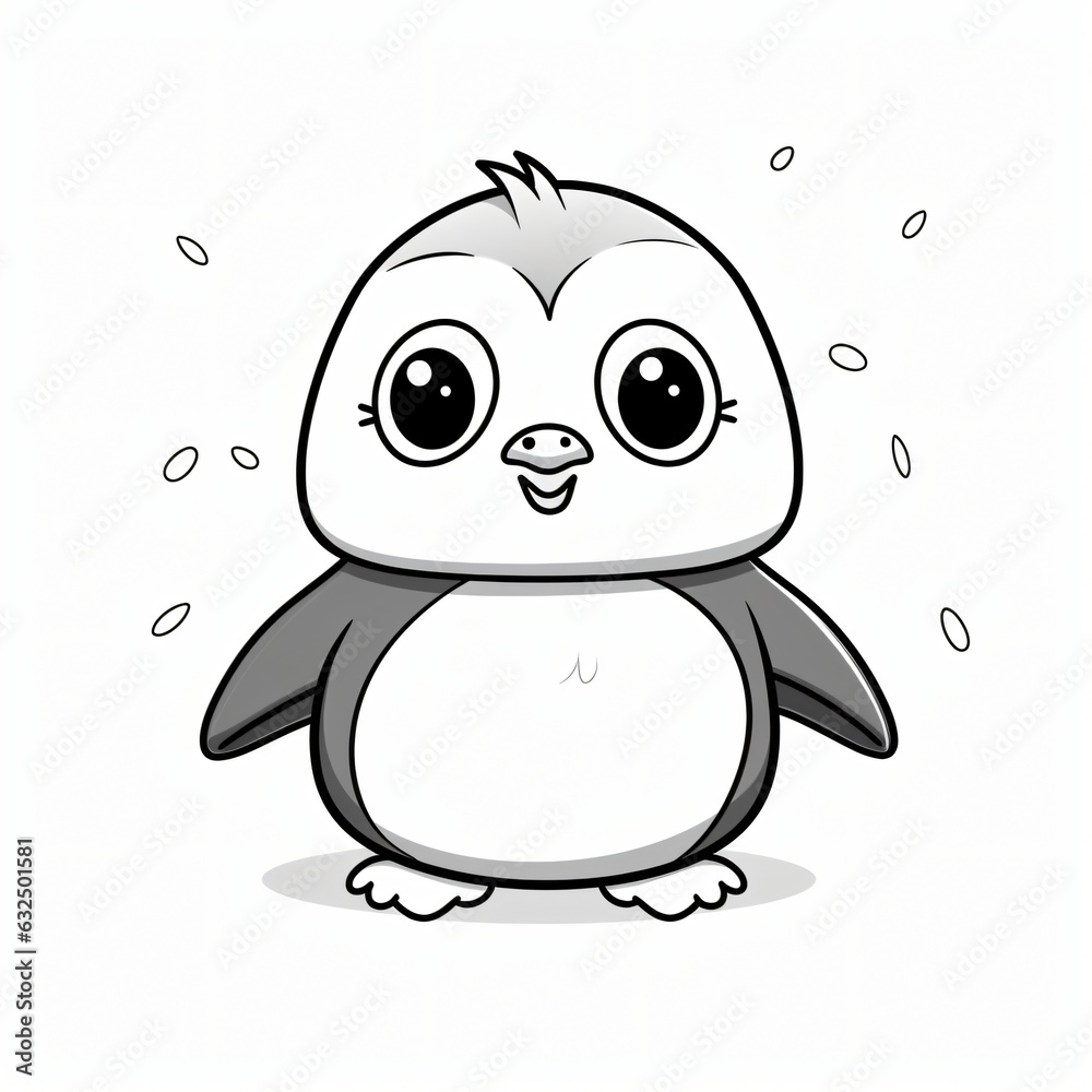 A delightful printable black-and-white coloring page of a penguin for kids. A delightful printable black-and-white coloring page of a penguin for kids.