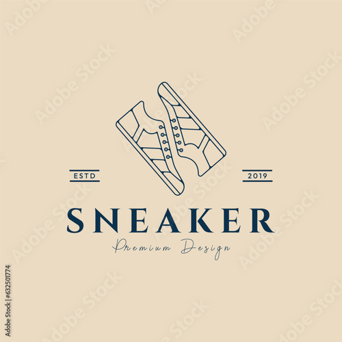 sneaker shoe casual logo line art vector illustration design