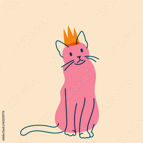 Cat. Avatar, badge, poster, logo templates, print. Vector illustration in a minimalist style  with Riso print effect. Flat cartoon style