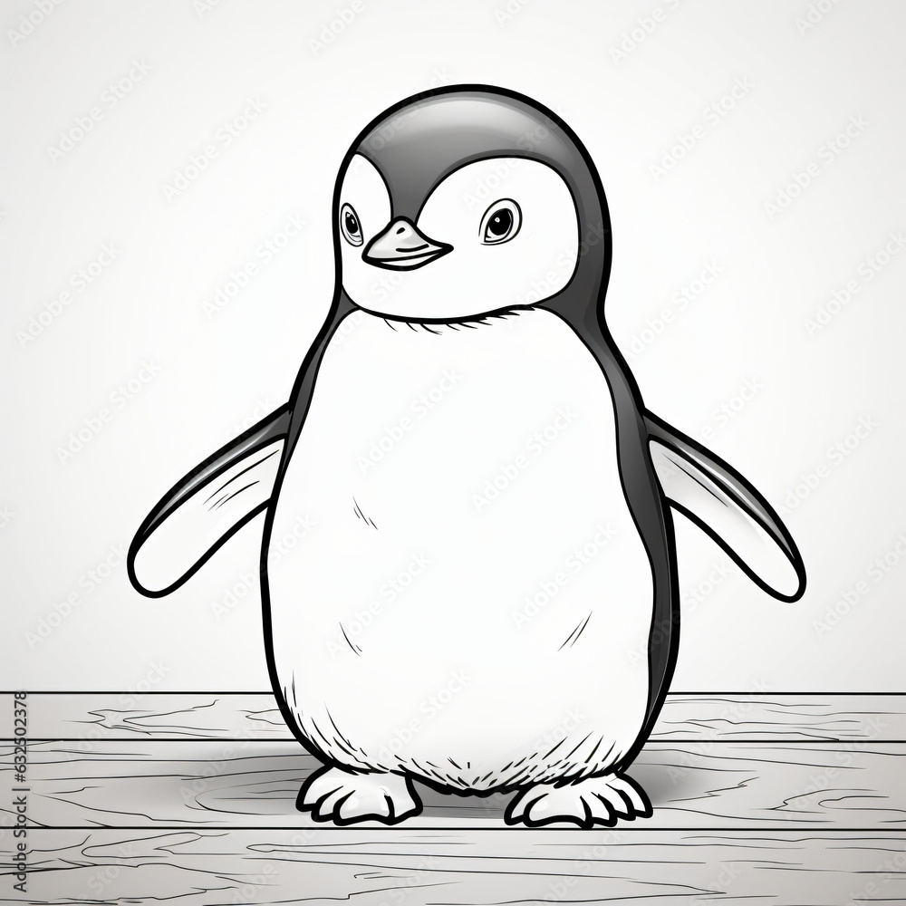 A delightful printable black-and-white coloring page of a penguin for ...
