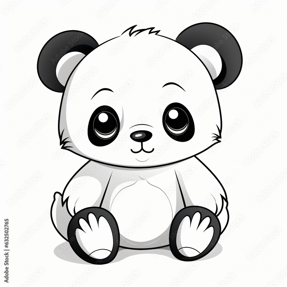 A delightful printable black-and-white coloring page of a panda for ...